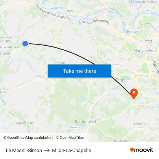 Le Mesnil-Simon to Milon-La-Chapelle map
