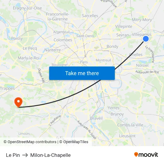 Le Pin to Milon-La-Chapelle map