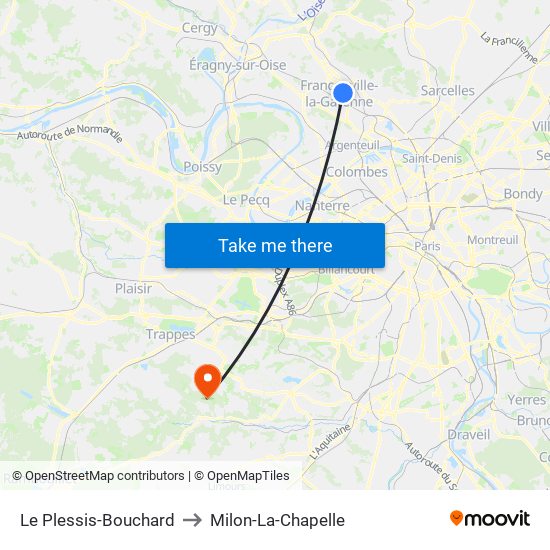 Le Plessis-Bouchard to Milon-La-Chapelle map