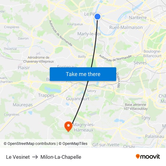 Le Vesinet to Milon-La-Chapelle map