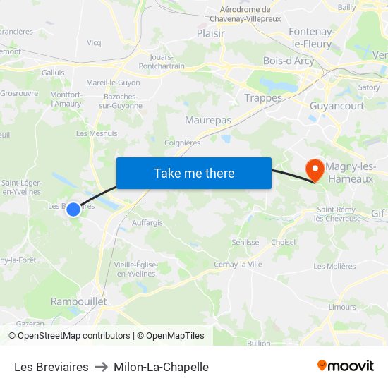 Les Breviaires to Milon-La-Chapelle map