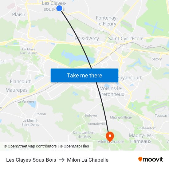 Les Clayes-Sous-Bois to Milon-La-Chapelle map