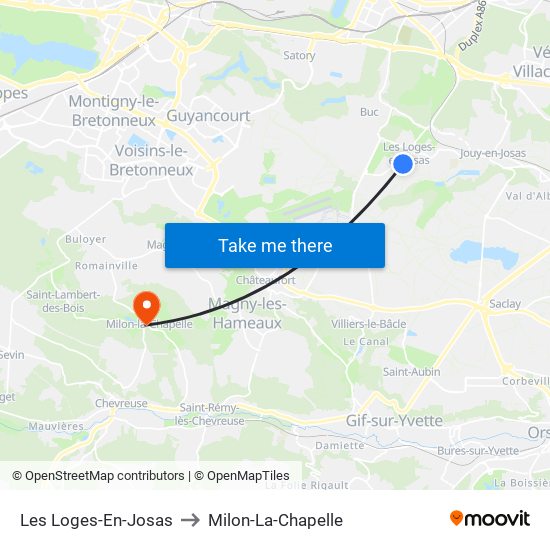 Les Loges-En-Josas to Milon-La-Chapelle map