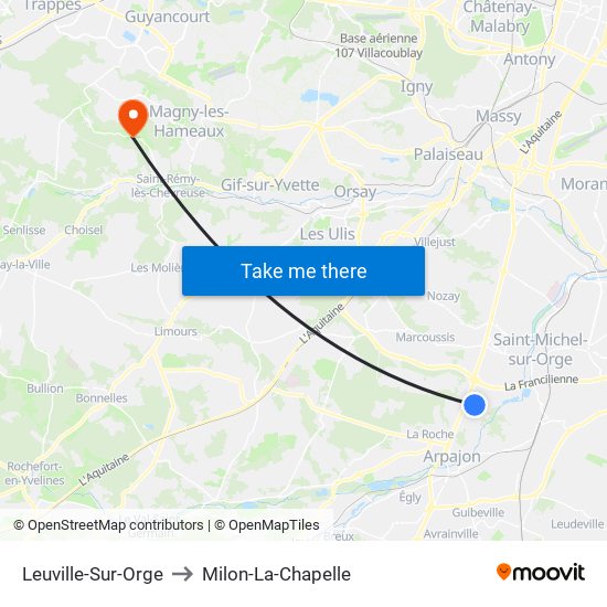 Leuville-Sur-Orge to Milon-La-Chapelle map