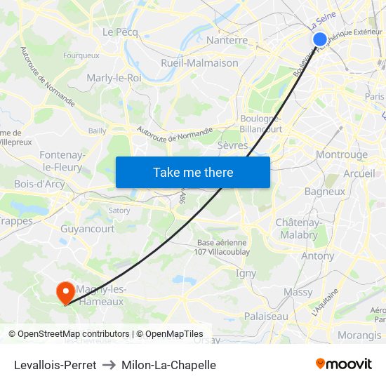 Levallois-Perret to Milon-La-Chapelle map