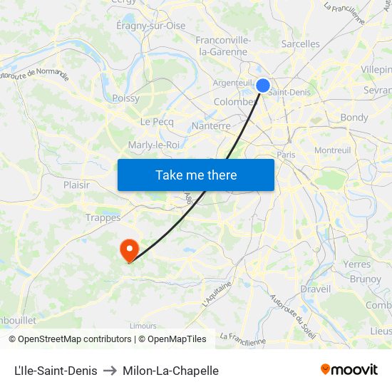L'Ile-Saint-Denis to Milon-La-Chapelle map