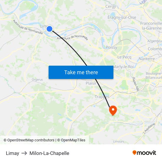 Limay to Milon-La-Chapelle map
