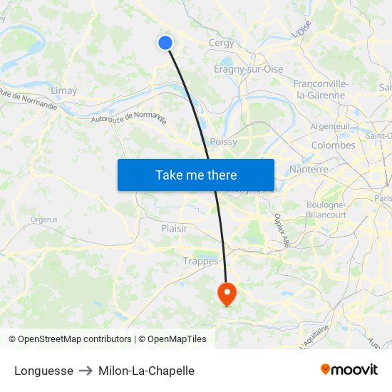 Longuesse to Milon-La-Chapelle map