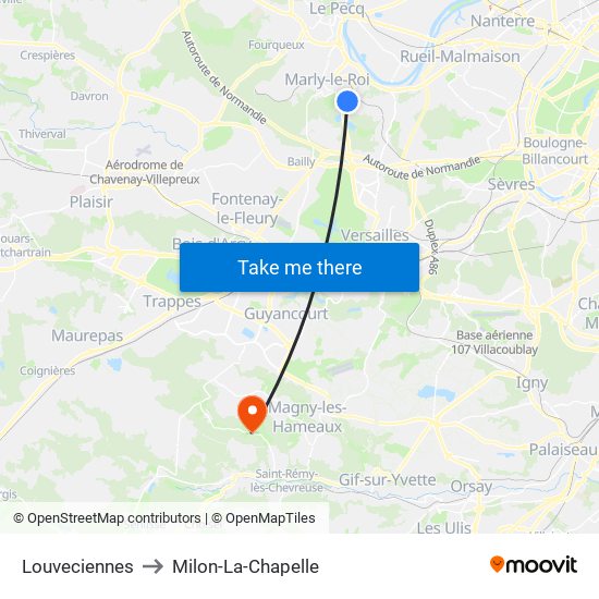 Louveciennes to Milon-La-Chapelle map
