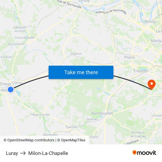 Luray to Milon-La-Chapelle map