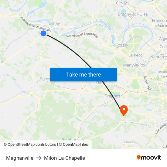Magnanville to Milon-La-Chapelle map