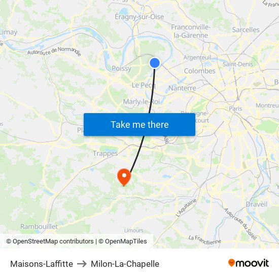 Maisons-Laffitte to Milon-La-Chapelle map