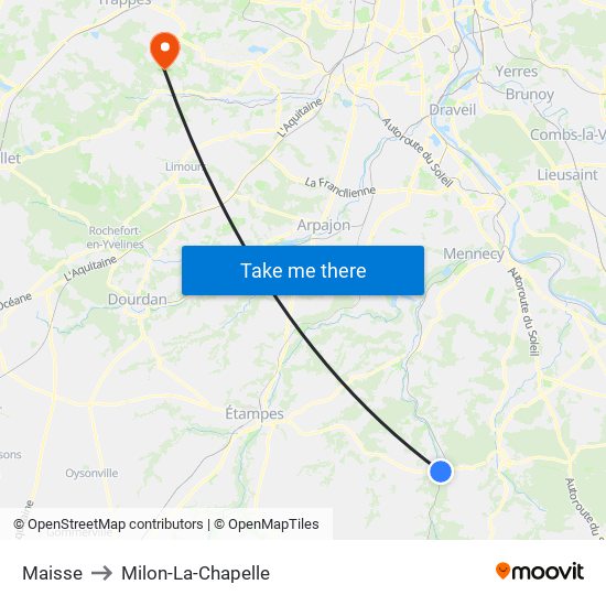 Maisse to Milon-La-Chapelle map