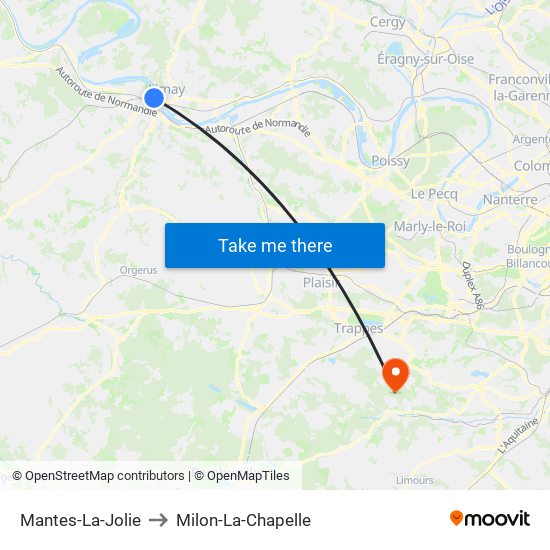 Mantes-La-Jolie to Milon-La-Chapelle map