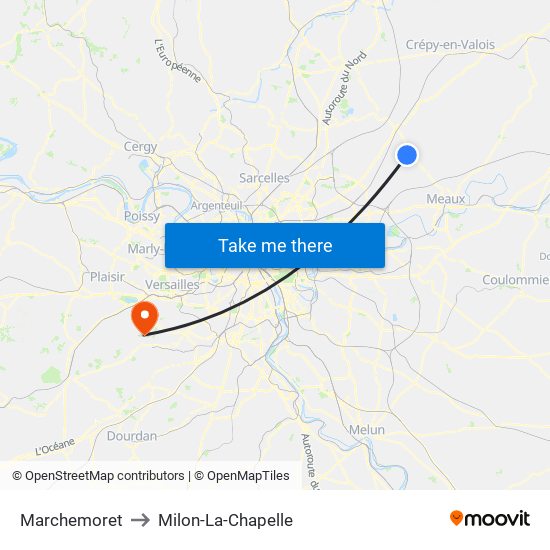Marchemoret to Milon-La-Chapelle map