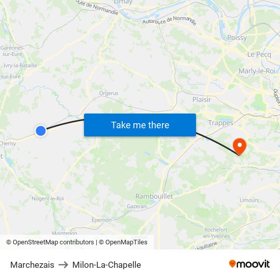 Marchezais to Milon-La-Chapelle map