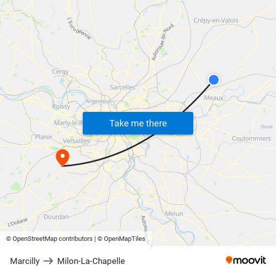 Marcilly to Milon-La-Chapelle map