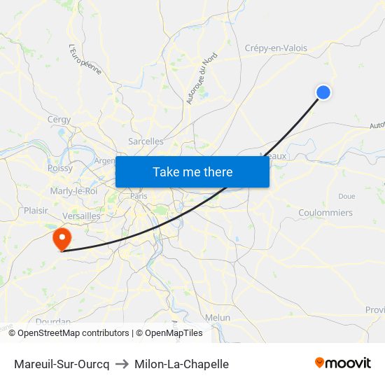 Mareuil-Sur-Ourcq to Milon-La-Chapelle map