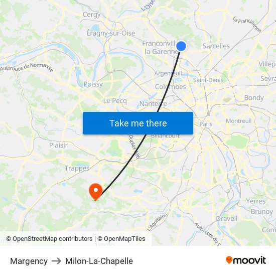 Margency to Milon-La-Chapelle map