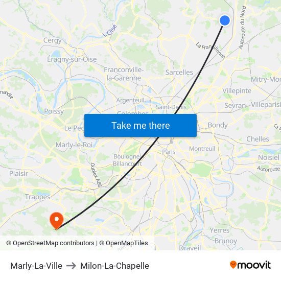Marly-La-Ville to Milon-La-Chapelle map