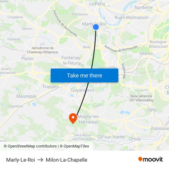 Marly-Le-Roi to Milon-La-Chapelle map