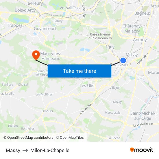 Massy to Milon-La-Chapelle map