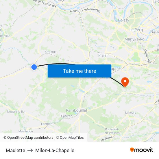 Maulette to Milon-La-Chapelle map