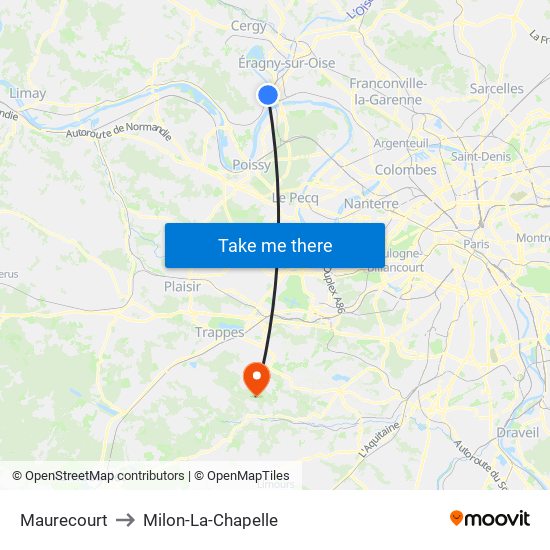 Maurecourt to Milon-La-Chapelle map