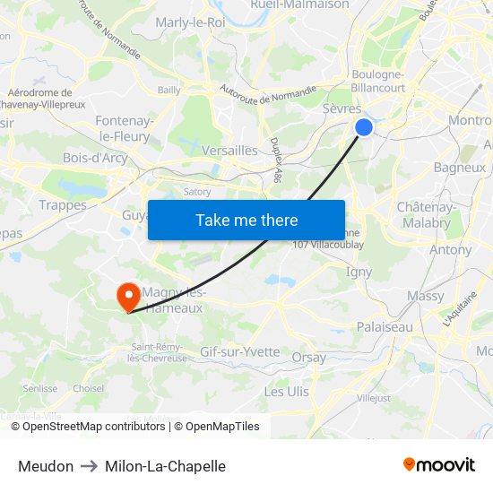 Meudon to Milon-La-Chapelle map