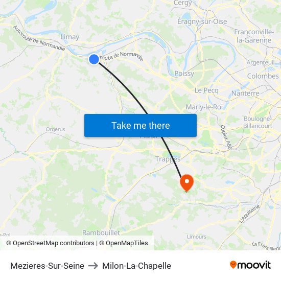 Mezieres-Sur-Seine to Milon-La-Chapelle map