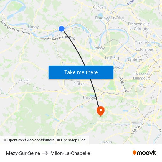 Mezy-Sur-Seine to Milon-La-Chapelle map