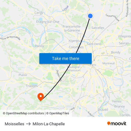 Moisselles to Milon-La-Chapelle map