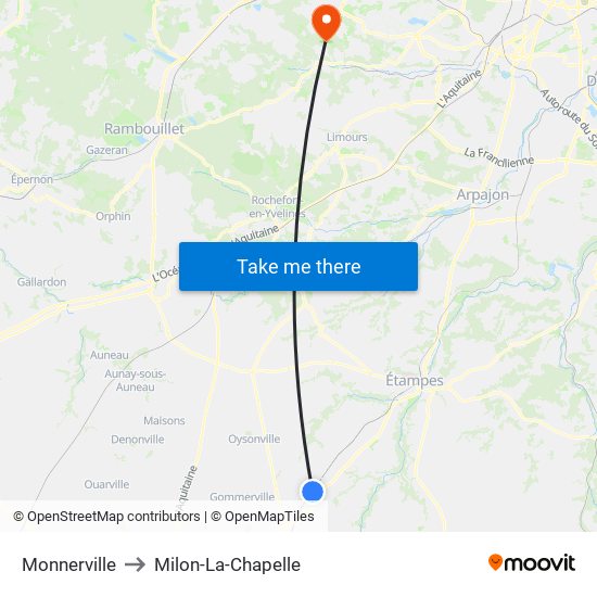 Monnerville to Milon-La-Chapelle map