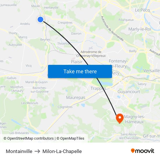 Montainville to Milon-La-Chapelle map