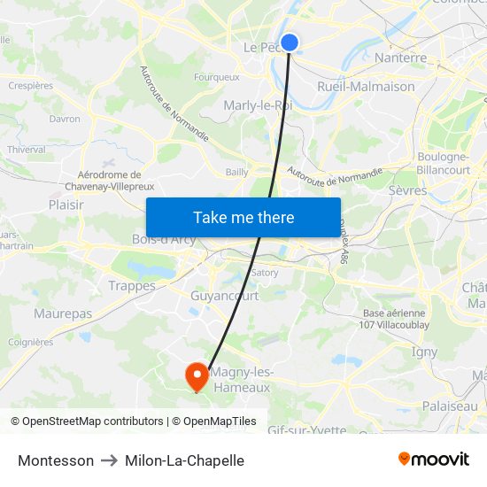 Montesson to Milon-La-Chapelle map