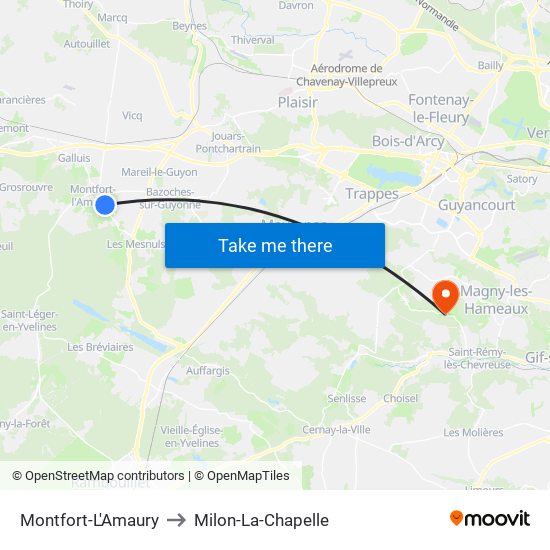 Montfort-L'Amaury to Milon-La-Chapelle map