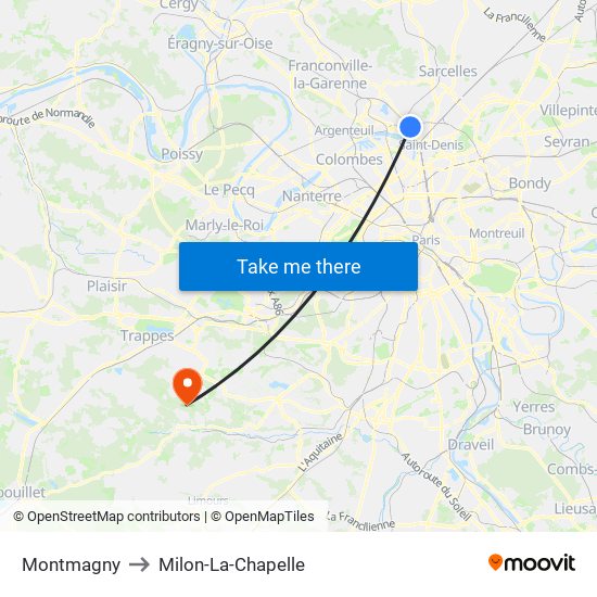 Montmagny to Milon-La-Chapelle map