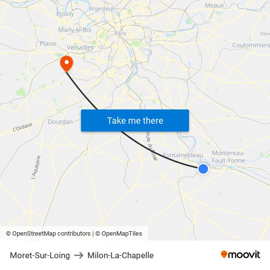 Moret-Sur-Loing to Milon-La-Chapelle map
