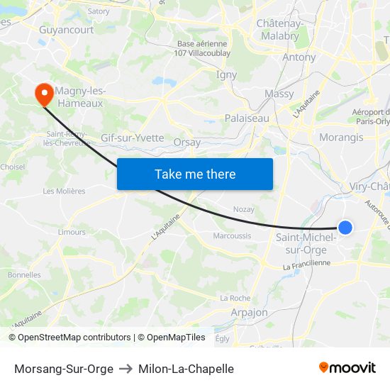Morsang-Sur-Orge to Milon-La-Chapelle map