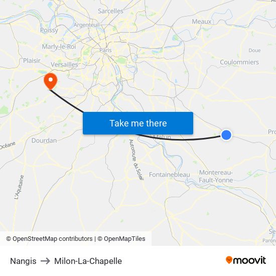 Nangis to Milon-La-Chapelle map
