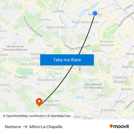 Nanterre to Milon-La-Chapelle map