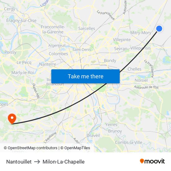 Nantouillet to Milon-La-Chapelle map