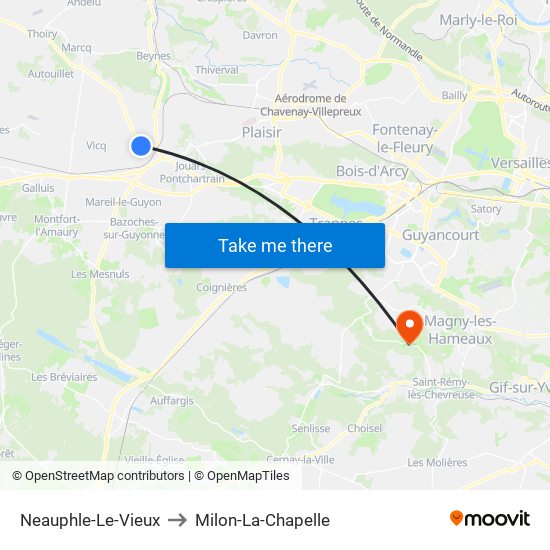Neauphle-Le-Vieux to Milon-La-Chapelle map