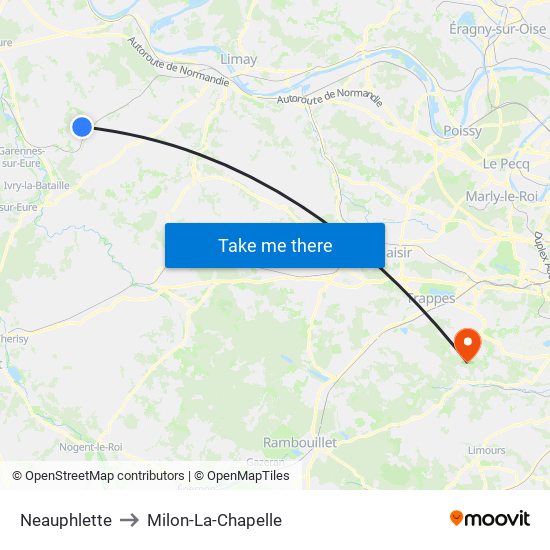 Neauphlette to Milon-La-Chapelle map