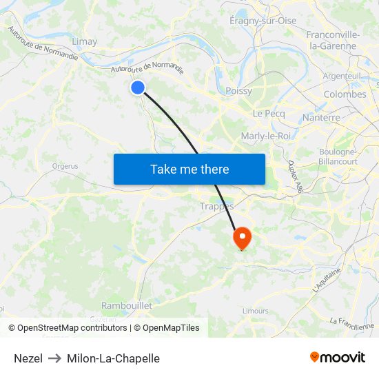 Nezel to Milon-La-Chapelle map