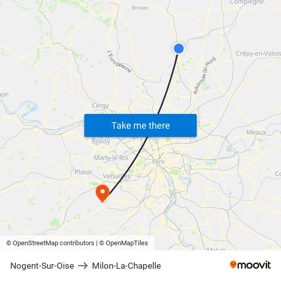 Nogent-Sur-Oise to Milon-La-Chapelle map