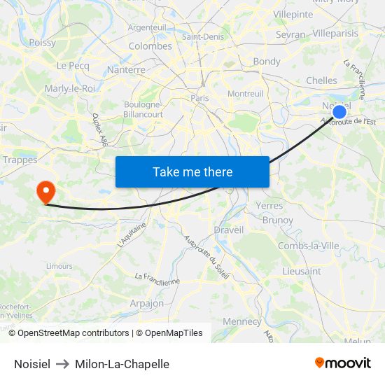 Noisiel to Milon-La-Chapelle map