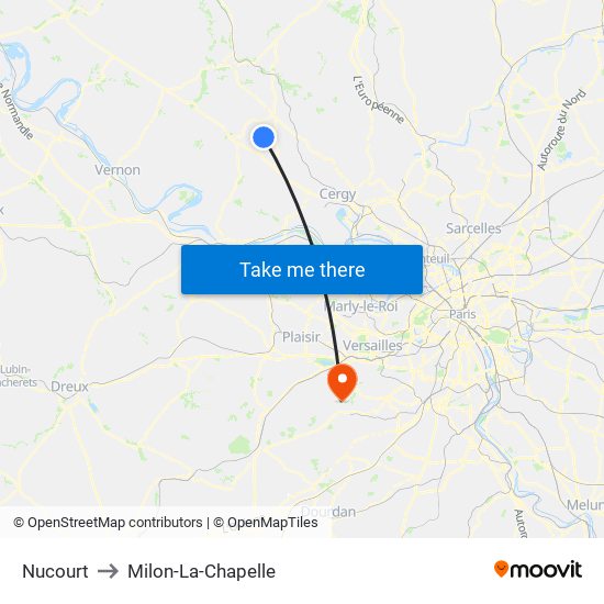 Nucourt to Milon-La-Chapelle map
