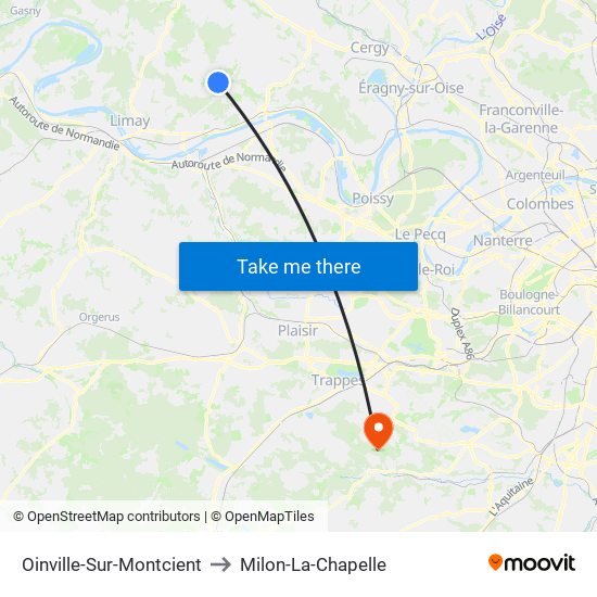 Oinville-Sur-Montcient to Milon-La-Chapelle map
