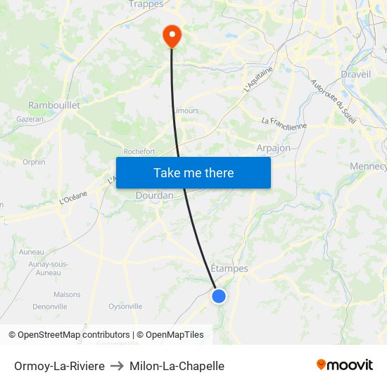 Ormoy-La-Riviere to Milon-La-Chapelle map